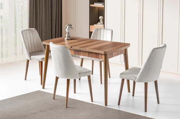 Milano Mdf Açılır Mutfak Masa 6 lı Sandalyeli Takım 75*130cm - 12