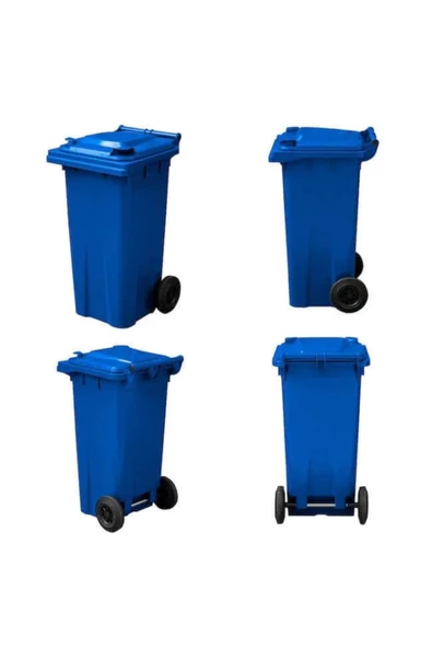 MAVİ Plastik Çöp Konteyneri 120 Litre Konteyner - A+ Isıya Karşı Dayanıklı Malzeme - MAVİ - 5