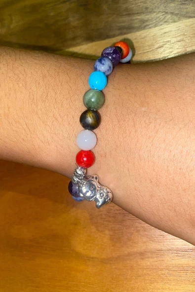 Çİn Takvimi Burçları Çharm 7 Çakra Doğal Taş Bileklik Hand Made El İşi Feng Shui Ejderha Yılı Koruyucu Hayvan Monkey May - 3