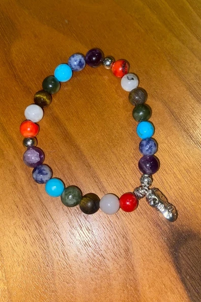 Çİn Takvimi Burçları Çharm 7 Çakra Doğal Taş Bileklik Hand Made El İşi Feng Shui Ejderha Yılı Koruyucu Hayvan Monkey May - 9