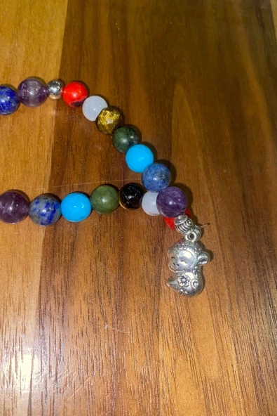 Çİn Takvimi Burçları Çharm 7 Çakra Doğal Taş Bileklik Hand Made El İşi Feng Shui Ejderha Yılı Koruyucu Hayvan Monkey May - 10