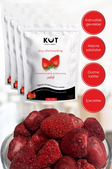ÇİLEK DONDURULARAK KURUTULMUŞ 20 GRAM X 4 PAKET FREEZE DRIED TÜM ÇİLEK - 2