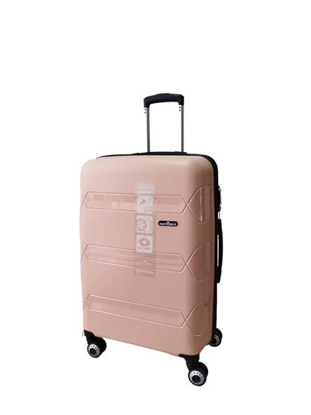 Hotowa Gold PP Valiz 8011 Pembe Bej TSA Kilitli İkili Set - 2