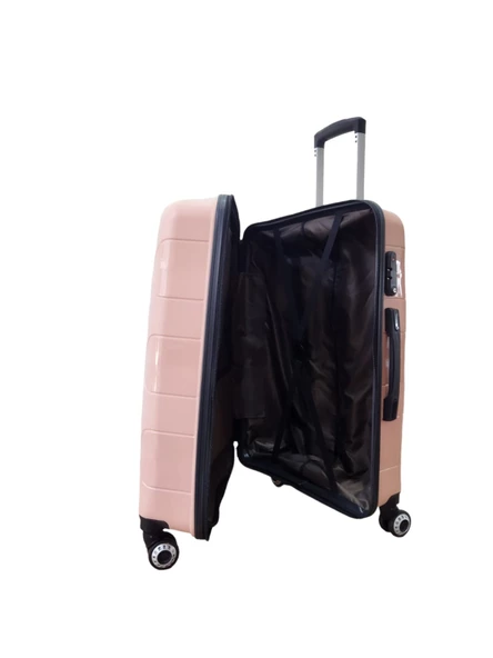 Hotowa Gold PP Valiz 8011 Pembe Bej TSA Kilitli Üçlü Set - 4