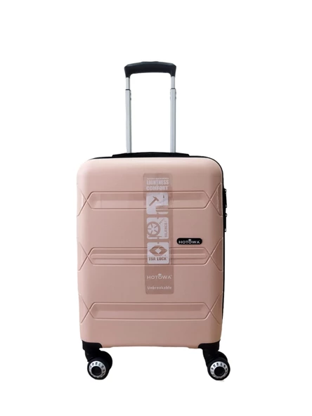 Hotowa Gold PP Valiz 8011 Pembe Bej TSA Kilitli Üçlü Set - 3