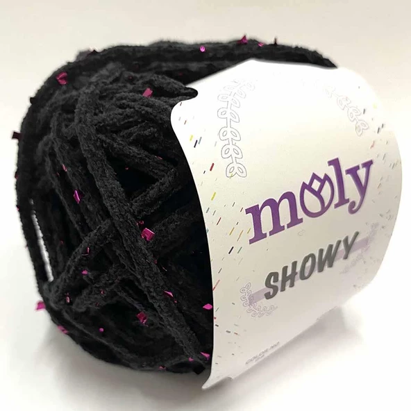 Moly Showy Örgü İpi ( 100 Gram ) 04 Siyah Fuşya