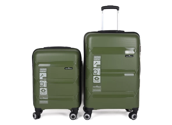 Hotowa Gold PP Valiz 8011 Haki Yeşil TSA Kilitli İkili Set - 2