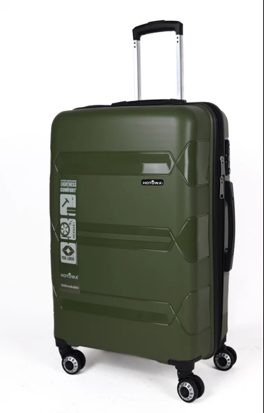Hotowa Gold PP Valiz 8011 Haki Yeşil TSA Kilitli Üçlü Set - 3