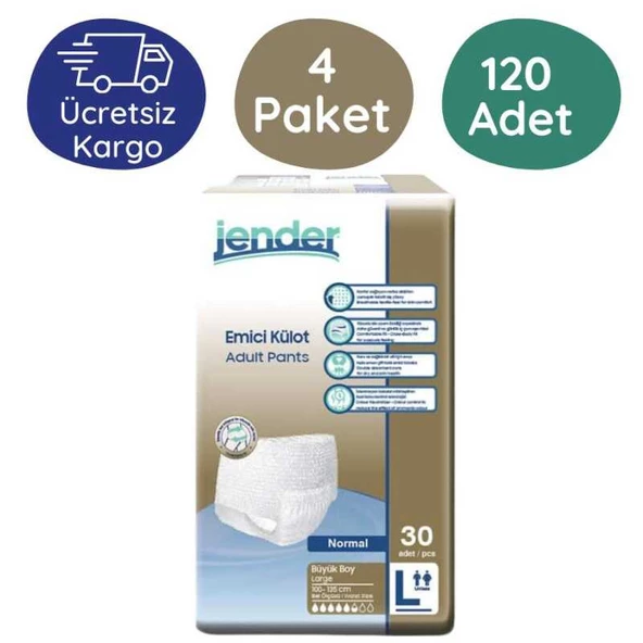 Jender Emici Külot Yetişkin Hasta Bezi Large 4 Paket 120 Adet