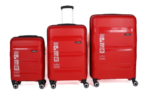 Hotowa Gold PP Valiz 8011 Kırmızı TSA Kilitli Üçlü Set - 2