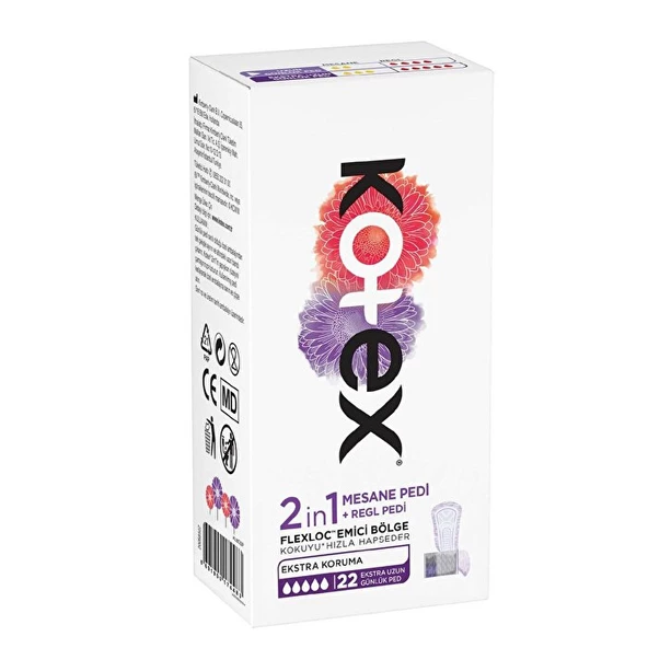 Kotex 2in1 Mesane + Regl Uzun Günlük Ped 22x5 110 Adet