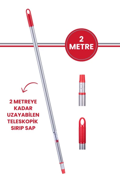 Flora Teleskopik Uzatmalı Metal Sırık Sap 2 Metre Yeni Tasarım