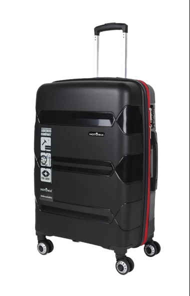 Hotowa Gold PP Valiz 8011 Siyah Kırmızı TSA Kilitli İkili Set - 2