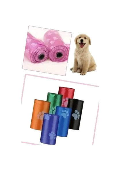 QASUL 4'lü Evcil Hayvanlar İçin Pati Desenli Kedi Köpek Kaka Poşeti - 2