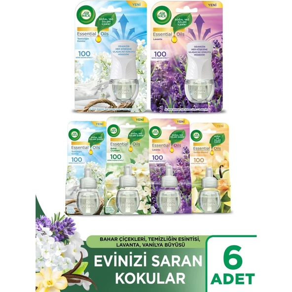 Air Wick Elektrikli Oda Kokusu Set ( 1 Kıt Temizliğin Esintisi +1 Kıt Lavanta + 4 Çeşit Yedek)