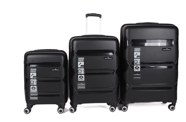 Hotowa Gold PP Valiz 8011 Siyah TSA Kilitli Üçlü Set - 2