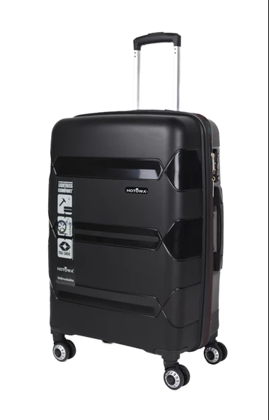 Hotowa Gold PP Valiz 8011 Siyah TSA Kilitli İkili Set - 3