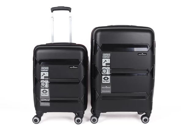 Hotowa Gold PP Valiz 8011 Siyah TSA Kilitli İkili Set - 2