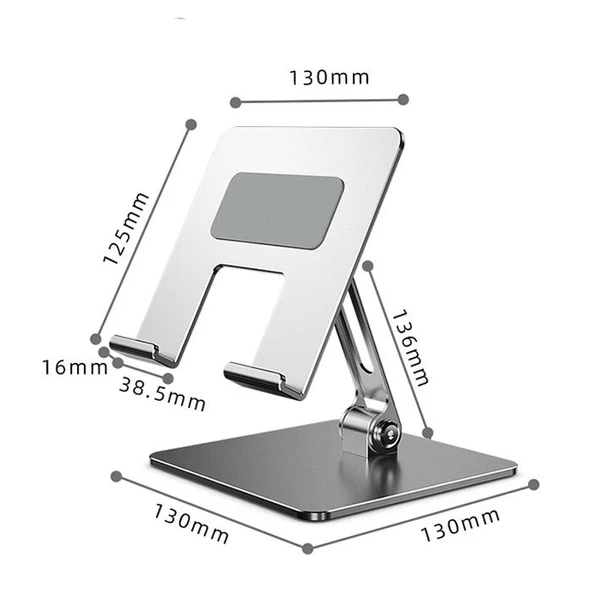 Polham Ful Metal Ultra Sağlam Masaüstü Telefon, Tablet ve Notebook Standı, Açı Ayarlı Kaymaz Stand - 5