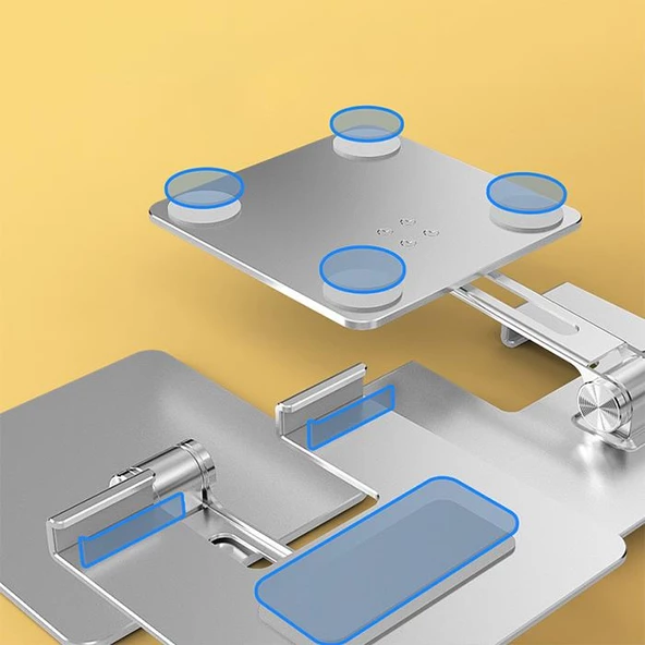 Polham Ful Metal Ultra Sağlam Masaüstü Telefon, Tablet ve Notebook Standı, Açı Ayarlı Kaymaz Stand - 3