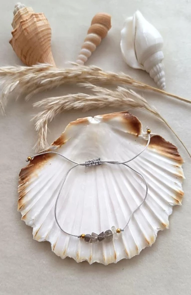 Bileklik Doğal Taş Bileklik Dumanlı Kuvars Ayarlanabilir Kadın Kız Bileklik Çakra Yogo ürün görseli