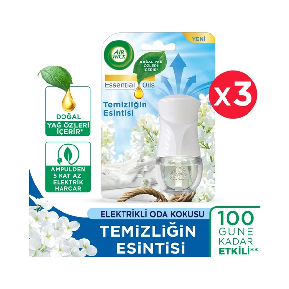 Air Wick Elektrikli Oda Kokusu Cihaz Temizliğin Esintisi x 3 Adet