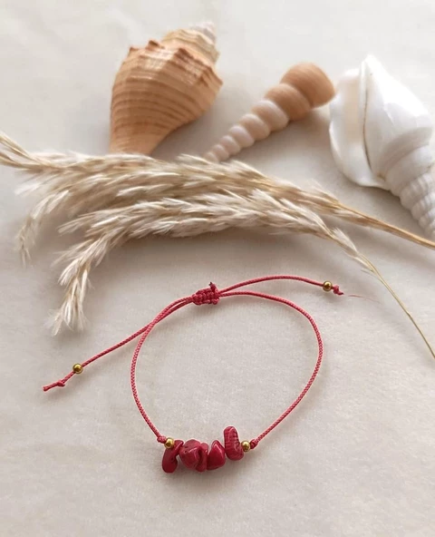 Bileklik Doğal Taş Bileklik Mercan Ayarlanabilir Kadın Bileklik Çakra Yogo - 3