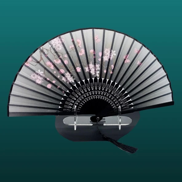 Japon Bambu Kumaş Yelpaze Çanta Boy Stant Hediyeli No.135 - 2