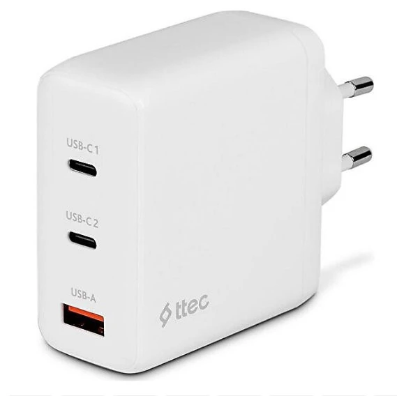 Ttec 2SCG04B Smartcharger Trio Gan 120W PD 2 Usb-C + Usb-A Hızlı Şarj Aleti Beyaz