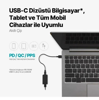 Ttec 2SCG04B Smartcharger Trio Gan 120W PD 2 Usb-C + Usb-A Hızlı Şarj Aleti Beyaz - Resim 3