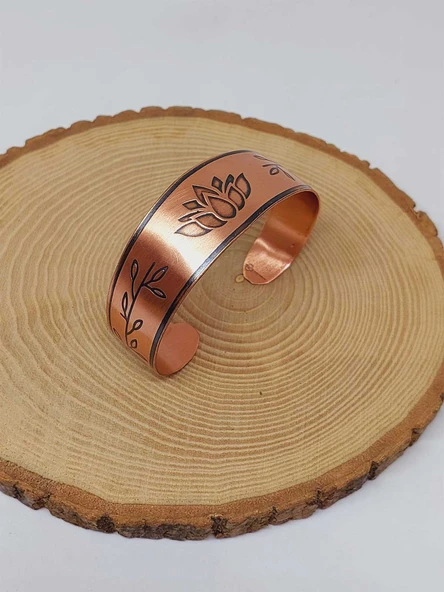 Lotus Sembollü Bakır Bileklik (52640) - Resim 3