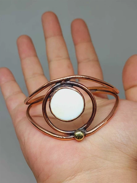 Sedef Taşı Motifli Bakır Bileklik (52534) - Resim 3