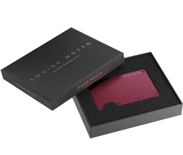 Louise Motto - Cardx - Burano Clips - Yeni Nesil Minimalist Cüzdan & Metal Kartlık - Rfıd Koruma (WİNE RED) - 6