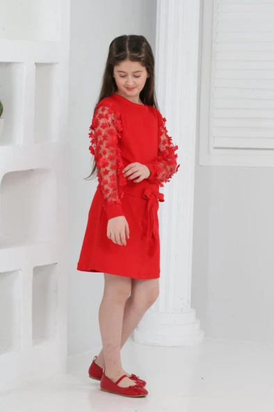 Kız Çocuk Daisy Krep Elbise MNK0606 - Resim 3