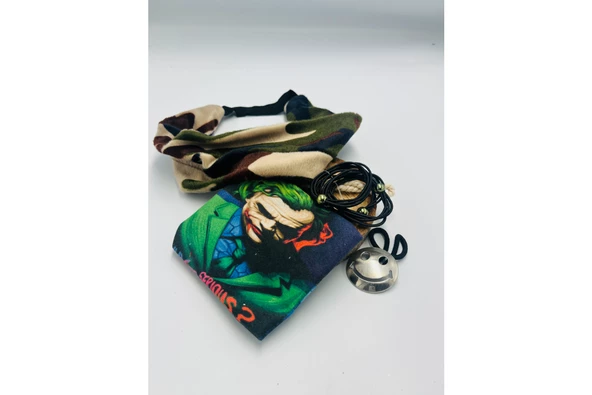 Renkli Desenli Taç Toka Bandana Set