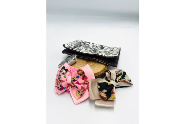 Renkli Desenli Taç Toka Bandana Set