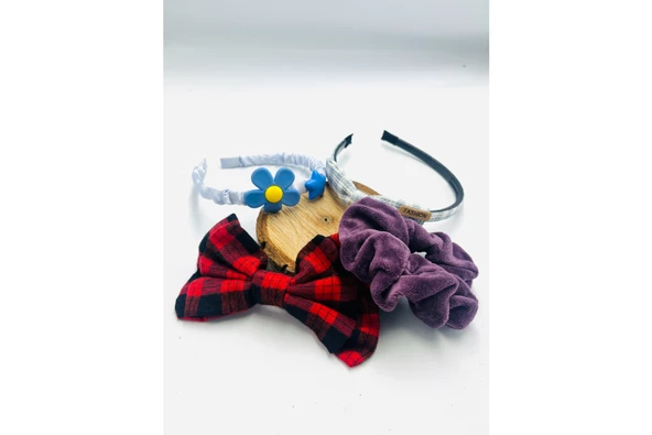Renkli Desenli Taç Toka Bandana Set