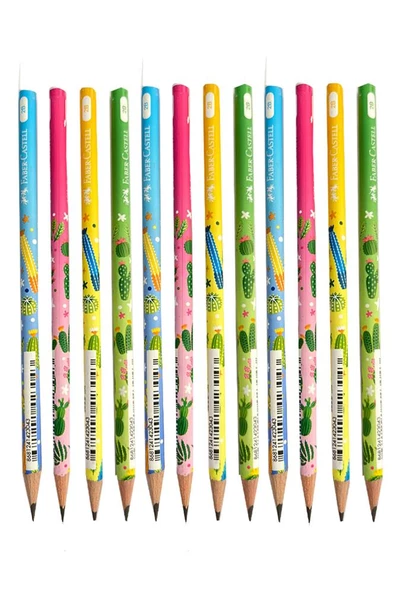 Kaktüs Yuvarlak Kurşun Kalem 12 Adet 1 Paket Faber Kurşun Kalem 2B Siyah Kurşun Kalem Kaktüs Desenli 2B Kalem - 4