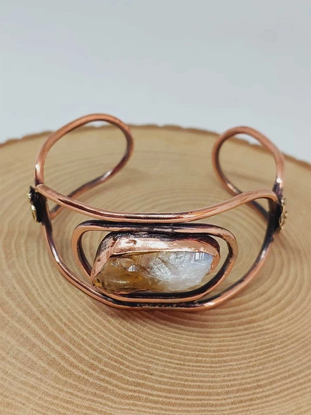 Sitrin Taşlı Motifli Bakır Bileklik (52676) - Resim 3