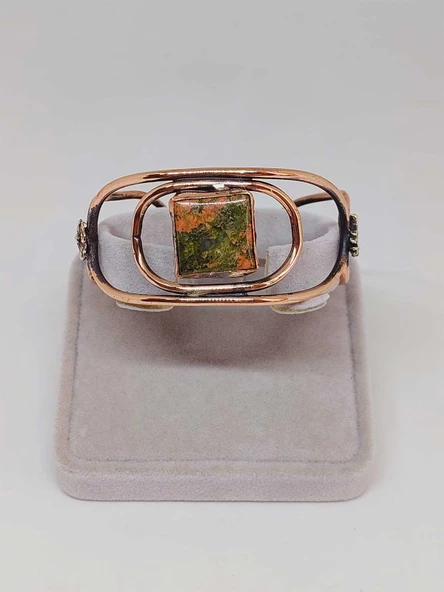 Unakit Taşlı Motifli Bakır Bileklik (52672) - 2