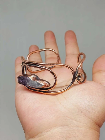 Ametist Taşlı Motifli Bakır Bileklik (52666) ürün görseli
