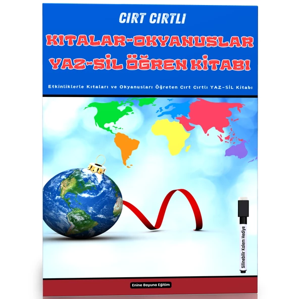 Kıtalar ve Okyanusları Öğreten YAZ SİL Kitabı  (Cırt Cırtlı) ürün görseli 1