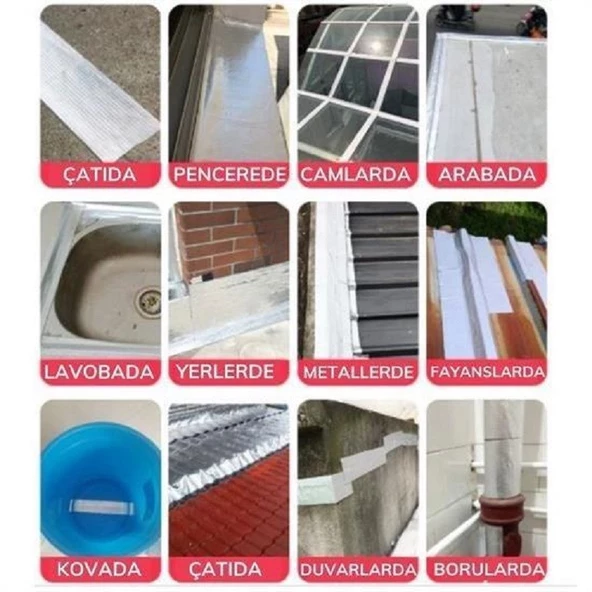 Yüksek Sıcaklık Dayanan Su Geçirmez Çatı Boru Duvar Çatlak Yapışkan Bant Folyo 5 mt x 10 cm - 2