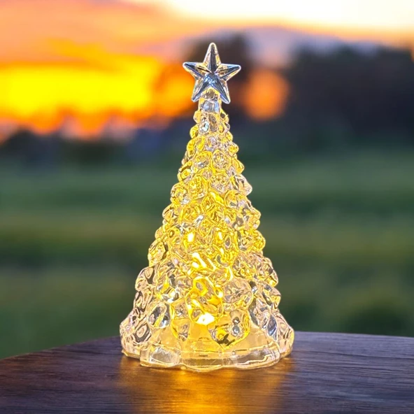 TEPE YILDIZLI MİNİ IŞIKLI ÇAM AĞACI YILBAŞI AĞACI WARM LİGHT NOEL TREE KRİSTAL GÖRÜNÜMLÜ ÇAM AĞACI ürün görseli