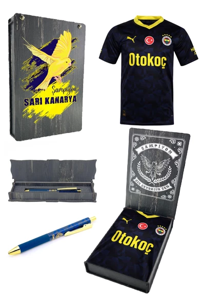 Fenerbahçe Orijinal Lisanslı 23-24 Lacivert Forma + Kalem Set Hediyelik Ahşap Kutulu ürün görseli 1