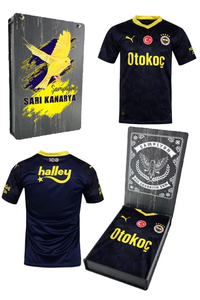 Fenerbahçe Orijinal Lisanslı Unisex 23-24 Lacivert Forma Kanarya Baskılı Hediyelik Ahşap Kutulu ürün görseli 1