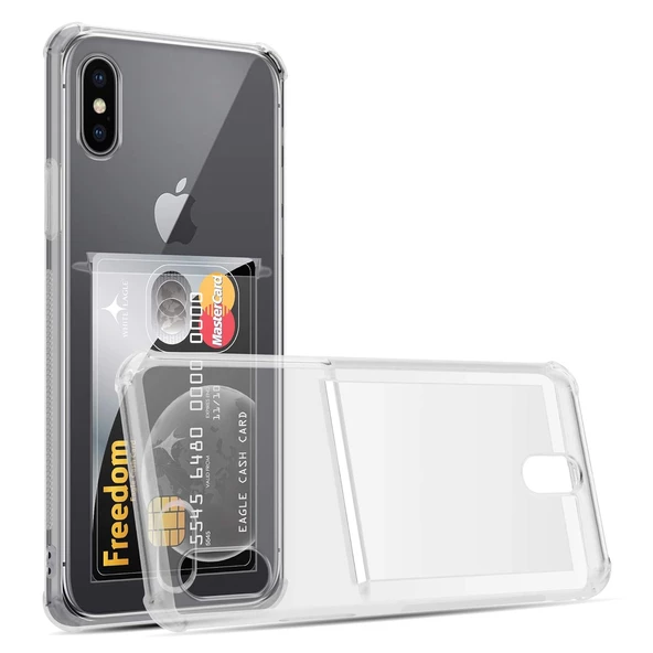 Gpack Apple iPhone Xs Kılıf 1 Adet Kartlıklı Silikon Kamera Korumalı