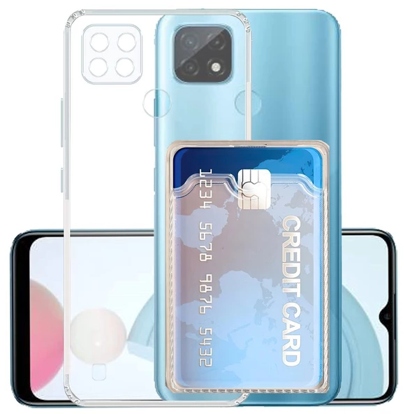 Gpack Realme C21 Kılıf 1 Adet Kartlıklı Silikon Kamera Korumalı