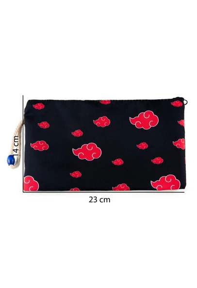 Anime Naruto Shippuden Akatsuki Bulut Kalemlik Fermuarlı Makyaj Çantası Büyük Boy - 3