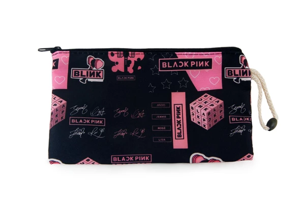 4'lü Set Blackpink K-Pop Desenli Sırt Çantası Kalemlik Makyaj Çantası Büyük Boy Makyaj Çantası - 7